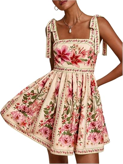 Boho Dresses for Women Tropical Summer Dresses Mini Dress Sundress | Floral