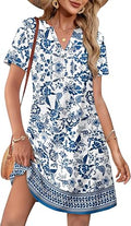 Summer Dresses for Women Casual V Neck Wedding Guest Dress Hawaiian Midi Dress Fashion Beach Vacation Clothes