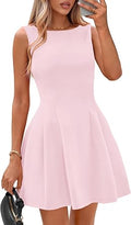 Womens Summer Sleeveless Mini Dress 2026 Elegant Classy Boat Neck A Line Cocktail Party Short Dresses