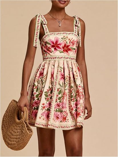 Boho Dresses for Women Tropical Summer Dresses Mini Dress Sundress | Floral